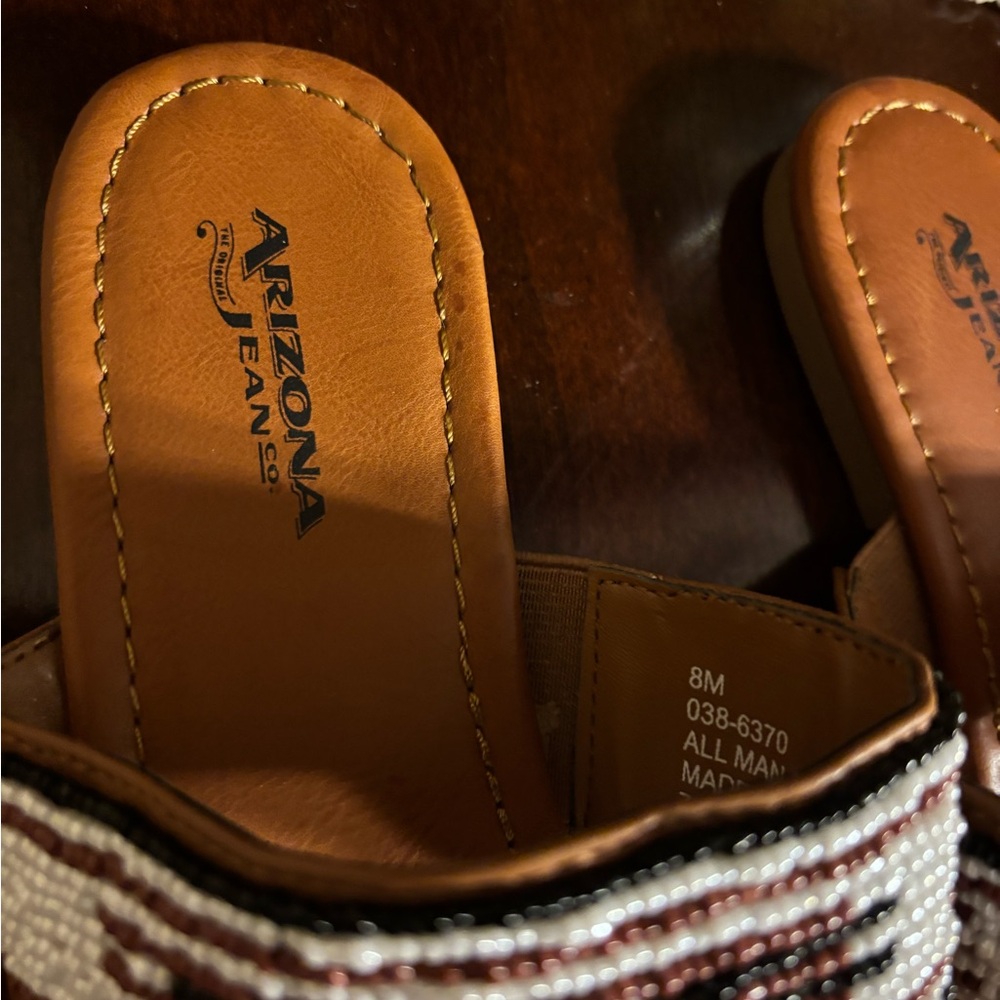 Arizona Jean Company Tan Beaded Sandals - Picture 2 of 5
